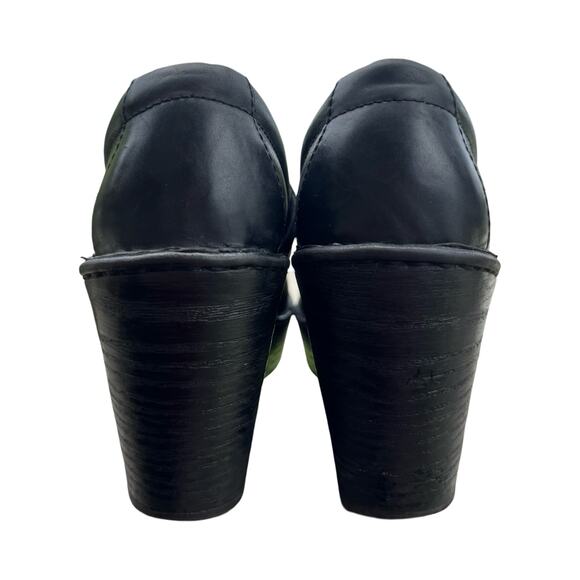 Born Black Leather Heeled Clogs Booties Size 8.5 Women’s Comfort Slip-On Mules - Picture 3 of 10